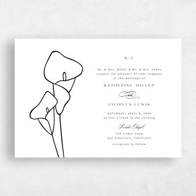 White Wedding Invitation - Calle Landscape