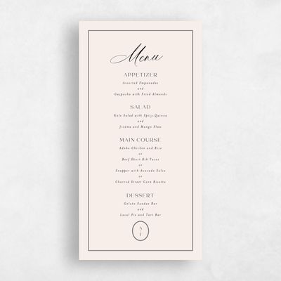 Linen, Beige Wedding Menu - Gavina