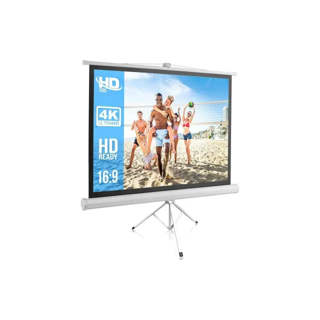 Pyle 50-inch Tripod Stand Projector Screen, Easy Fold-Out & Roll-Up Projection Display - PRJTP52