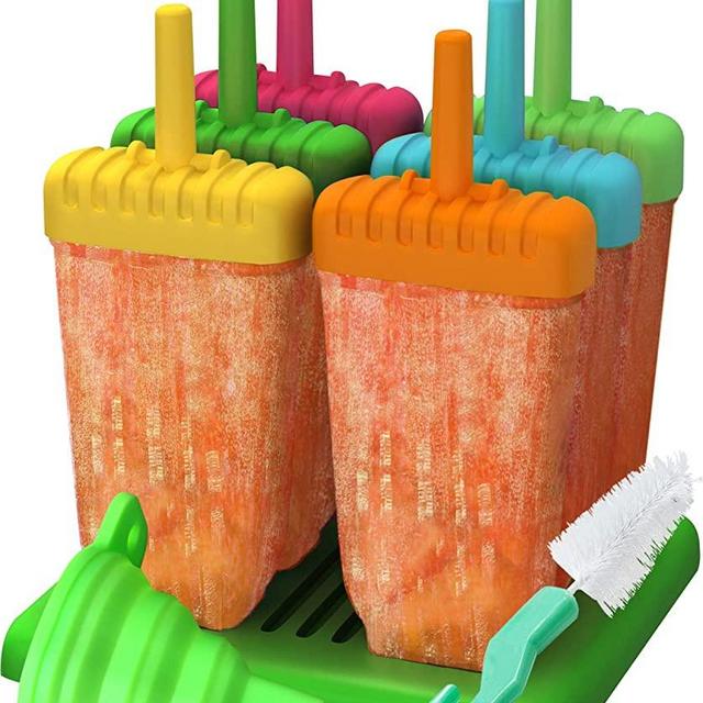 Ozera Popsicle Molds, Set of 6 Reusable Ice Pop Molds, Ice Cream Mold Popsicle Maker for DIY Popsicles With Silicone Funnel & Cleaning Brush