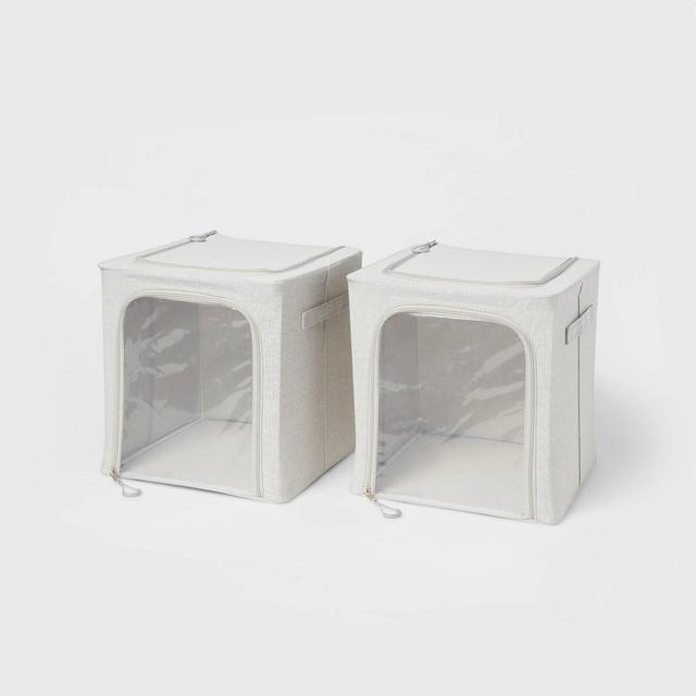Small Set of 2 Zipper Fabric Storage Cubes Gray - Brightroom™