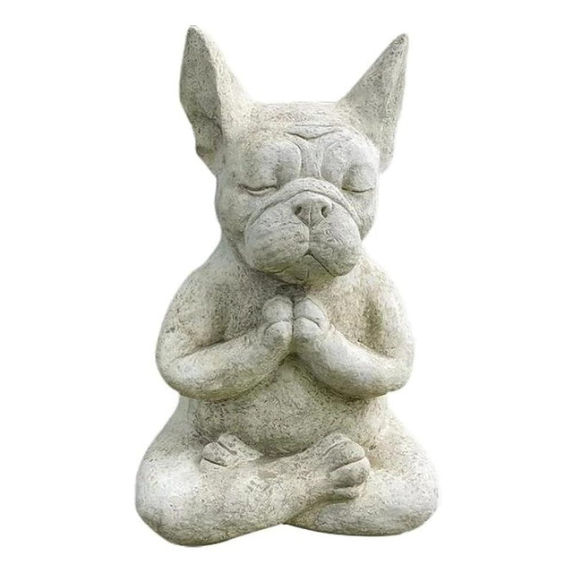 YWHWXB Meditating French Bulldog Figurine, Zen Yoga Dog Buddha Statue, Decorative Collectible for Home Garden Decoration