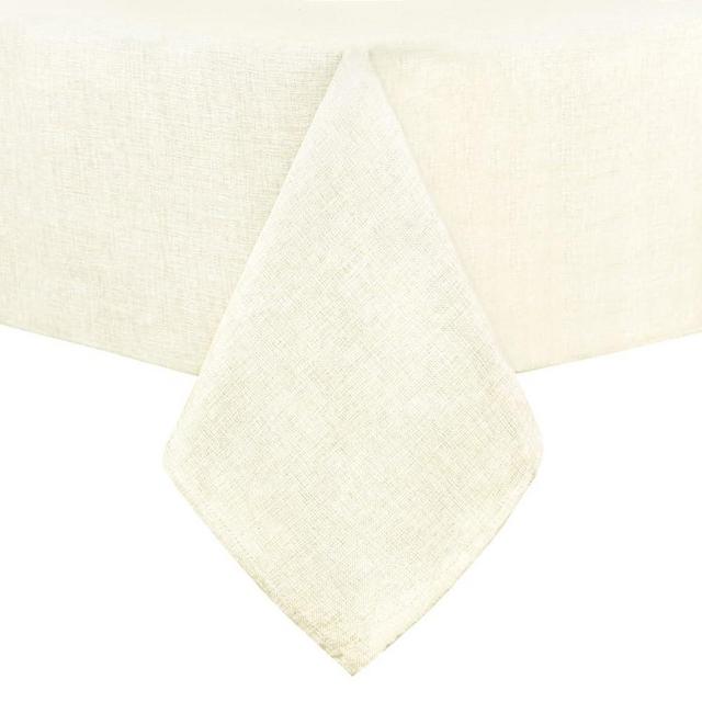 Hiasan Faux Linen Rectangle Tablecloth - Wrinkle and Stain Resistant Washable Table Cloth for Kitchen Dining Room Holiday Table Cover for Dinner, Champagne, 60 x 102 Inch
