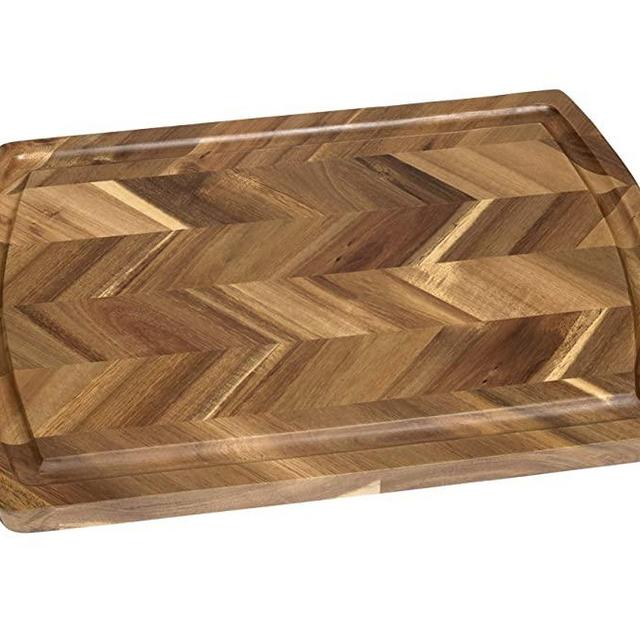 Lipper International Acacia Rect. Herringbone design Chopping board, side grooves, deep well, 18X12X1”
