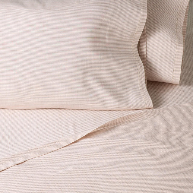 4pc Queen Micro Stripe Sheet Set Rust - Hearth & Hand™ with Magnolia