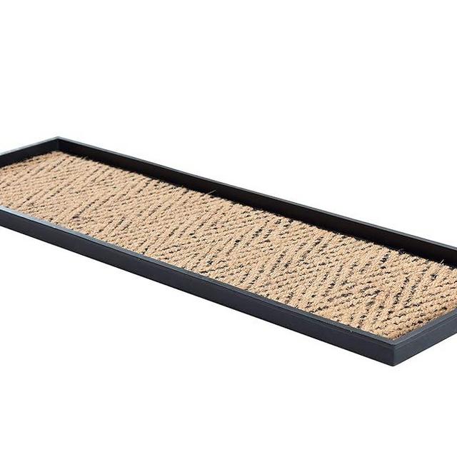 Anji Mountain Rubber Boot Tray with Coir, Fits 4 Pair (46.5” wide), Tan & Black Insert
