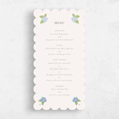 Hydrangea, Blue Wedding Menu - Campanule