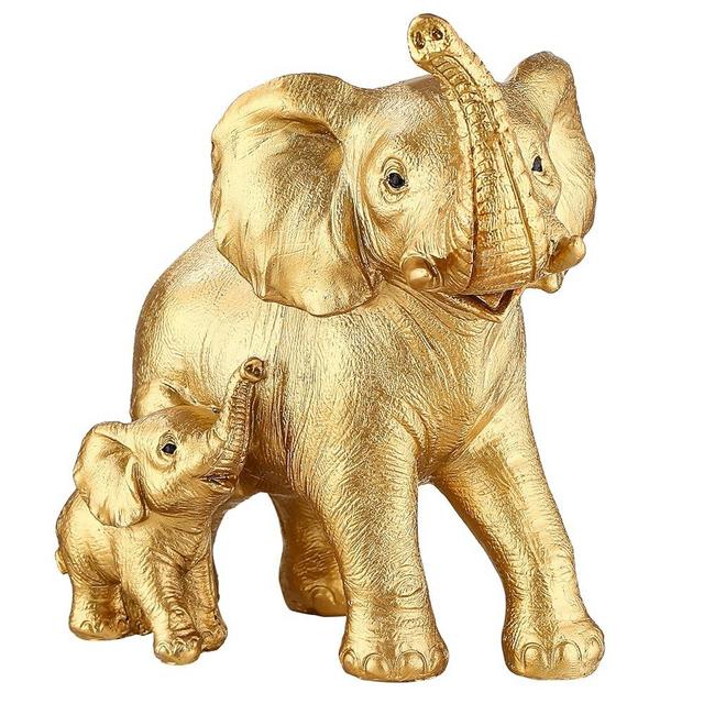 Ylncicn Elephant Statue - Elephant Decor - Mom Gifts - Elephant Gifts for Women - Home Decor Office Bookshelf TV Stand Living Room, Decoration for Shelf Table Decor - Gold