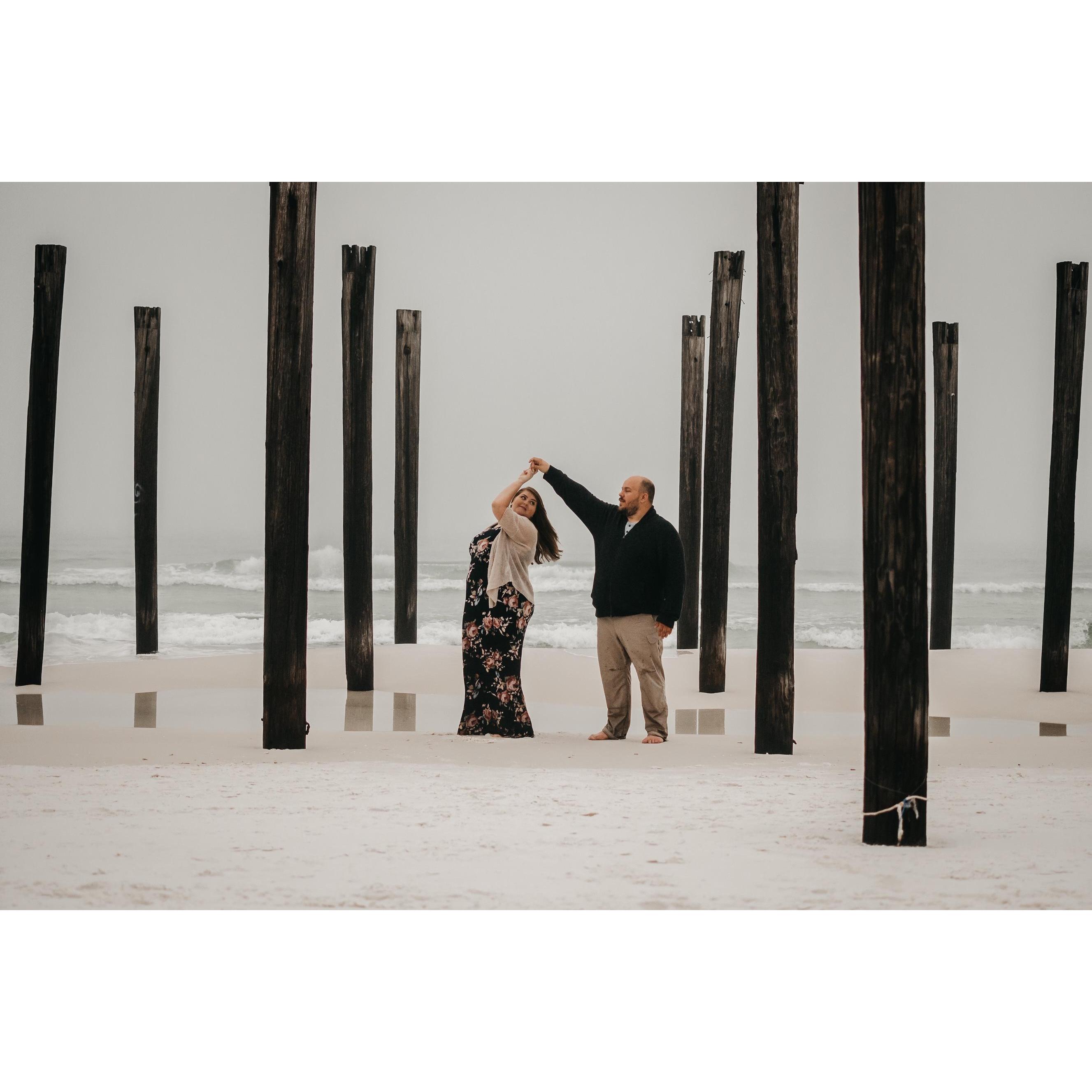 It makes him feel silly, but sometimes he will spin me. Sometimes, I even make him spin me in the grocery store. I don't think he likes that so much.