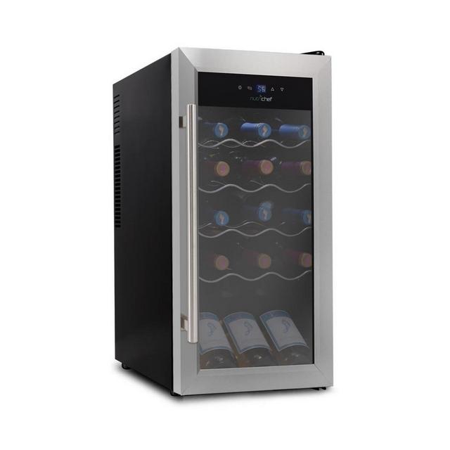 NutriChef Wine Chilling Refrigerator Cellar - Digital Touch Button Control with Air Tight Seal, Contains Placement for Standing Bottles (18 Bottle Storage Capacity)