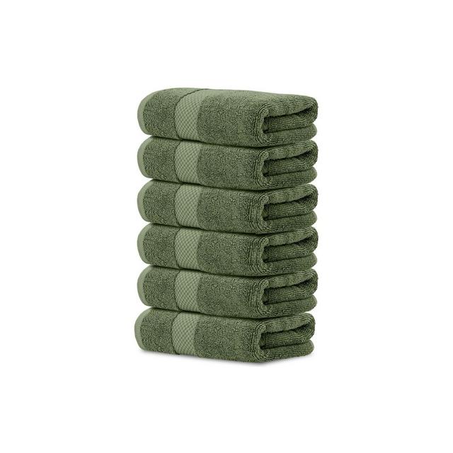 White Classic Luxury 100% Cotton Hand Towels Set of 6 - 16x30" Sage