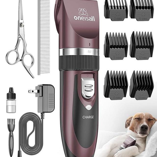 oneisall Dog Shaver Clippers Low Noise Rechargeable Cordless Electric Quiet Hair Clippers Set for Dogs Cats Pets