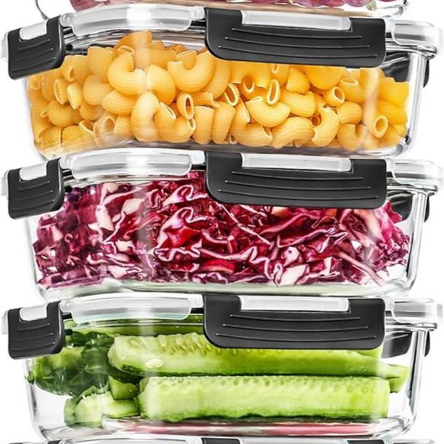 Skroam 5-Packs 36OZ Glass Food Storage Containers with Lids Airtight, Glass Meal Prep Container for Lunch, Pantry Organizers and Storage, Glass Lunch Boxes for Freezer to Oven Safe, Leak Proof