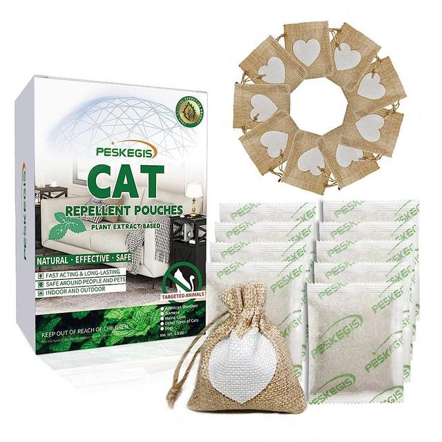 10 Pack Cat Repellent Indoor Keep Cats Out of Potted Plants and Furniture, Natural Ingredients Cat Deterrent Indoor Safe for Kids and Pets, Effective Cat Plant Deterrent Pouches for Indoor Plants