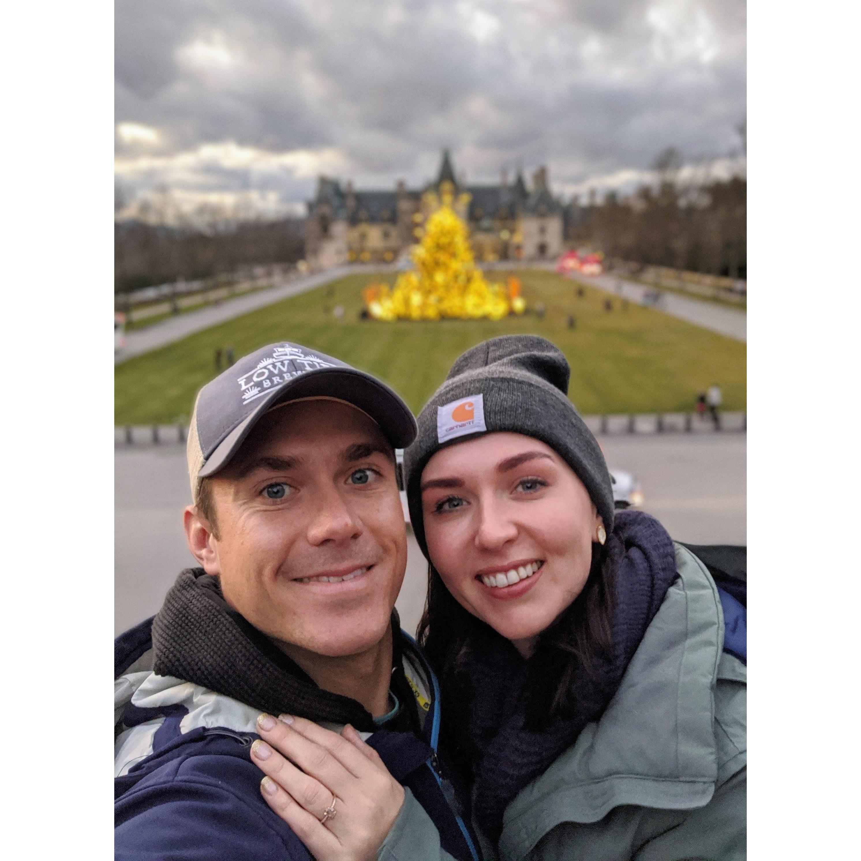 The day after Jimmy proposed at the Biltmore Estate in Asheville!