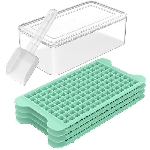 Mini Ice Cube Tray for Freezer: FDDBI Small Ice Trays for Freezer with Bin - 135×4PCS Easy Release Nugget Ice Tray - Crushed Ice Tray with Ice Container