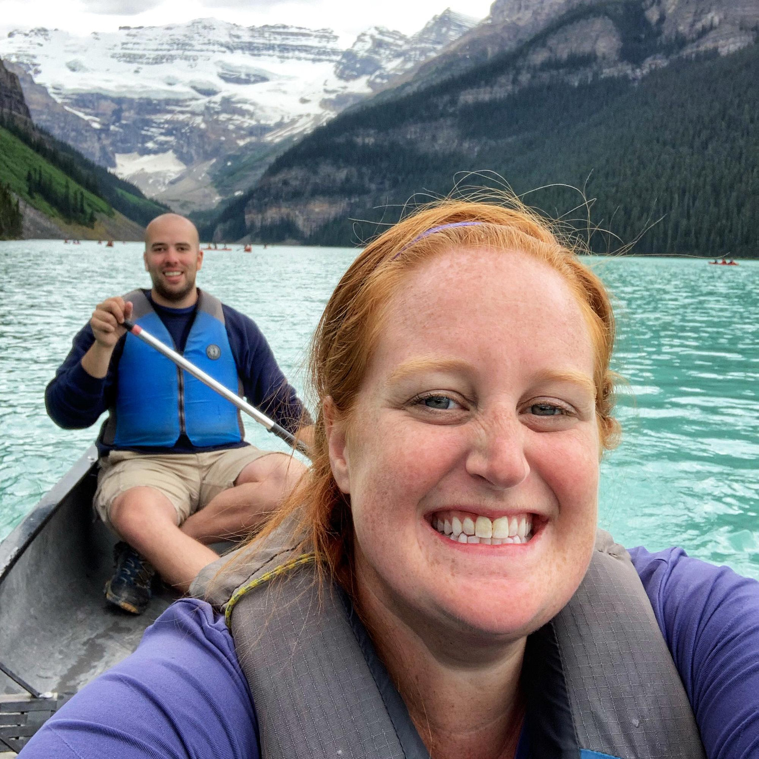 Kayaking on Lake Louise in Banff, Canada