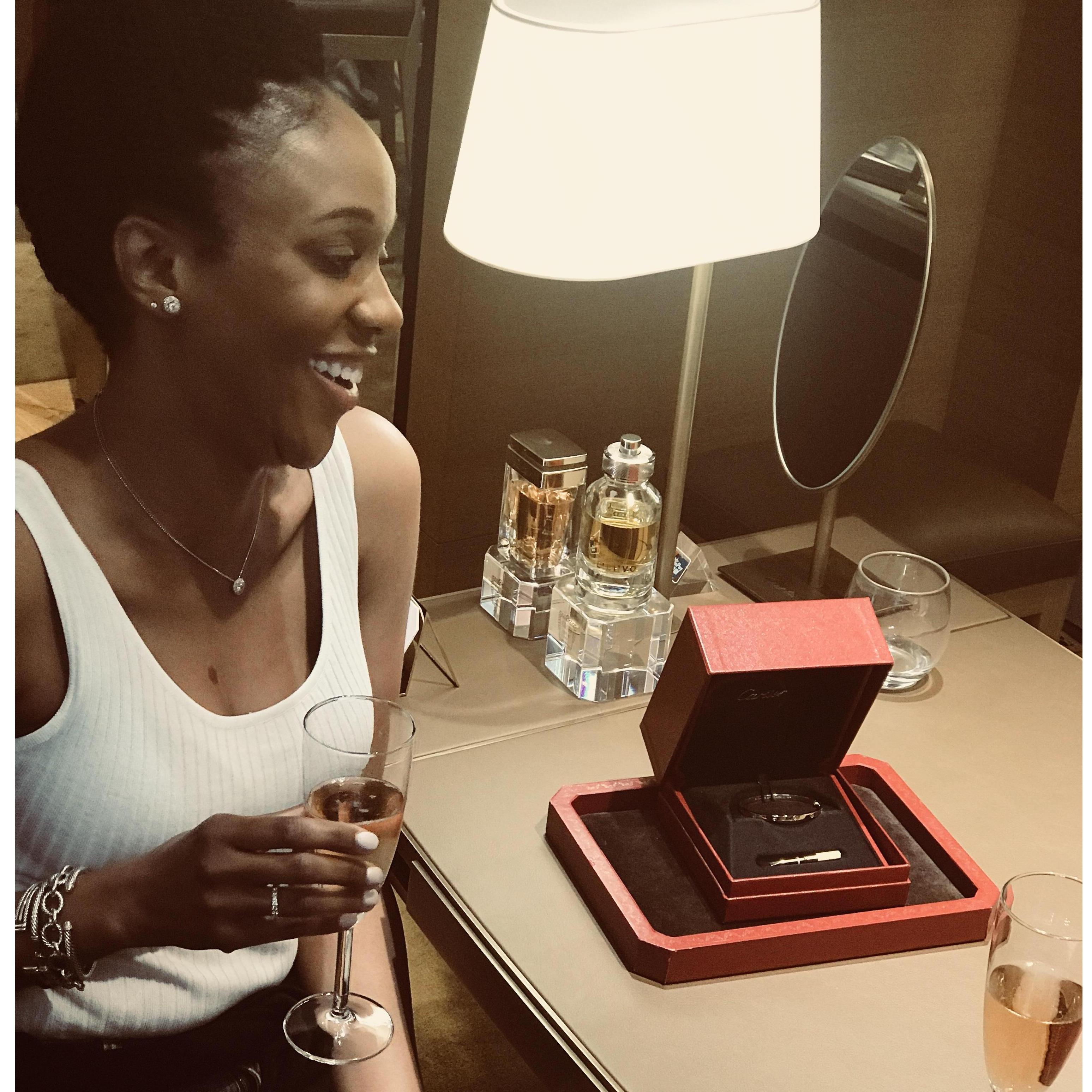 The champagne was free.
The bracelet WAS NOT!