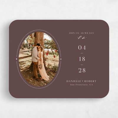 Brown Rounded Wedding Save the Date - Asher Landscape