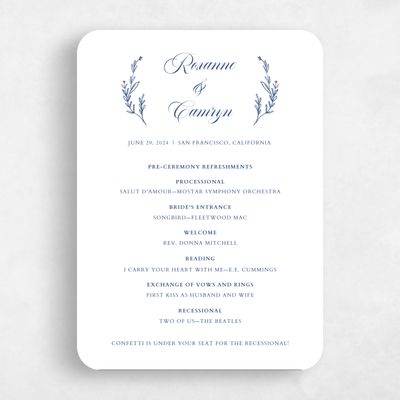 Blue Rounded Wedding Program - Eleanora
