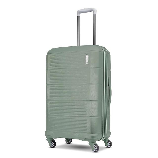 American Tourister Stratum 2.0 Expandable Hardside Luggage with Spinner Wheels, Jade Green, 24-Inch Checked-Medium