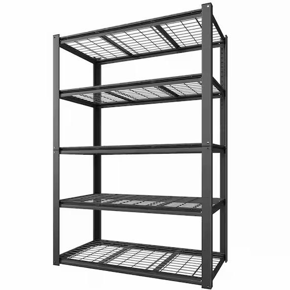 VEIKOUS 5-Tier Metal Garage Storage Shelving Unit Standard Bookcase in Black ( 72 in. H x 48 in. W x 24 in. D ) HP1106-03-1