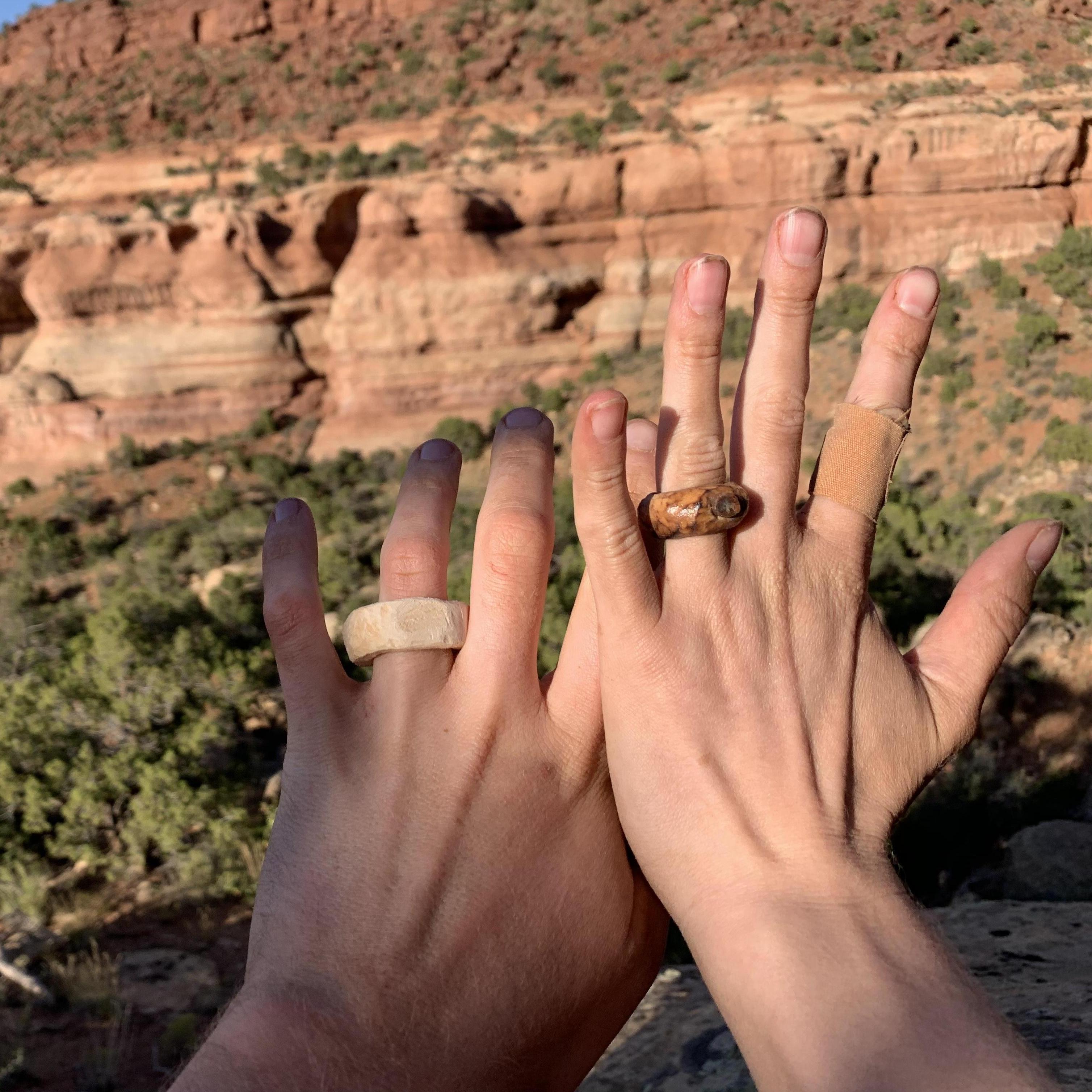 Turns out rings take a really long time to ship so we whittled and filed some temporary ones in the meantime.