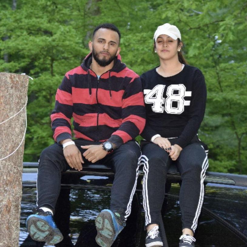 Our first camping trip. Always catching me with my eyes closed.