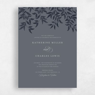 Charcoal, Grey Wedding Invitation - Willow Classic