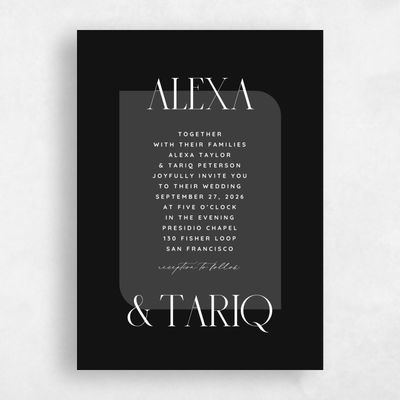 Black Wedding Invitation - Seibel Portrait