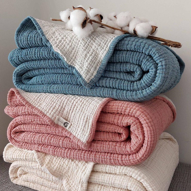 Soft King 4 Layer Gauze Custom Size Muslin Bedcover, OEKO-TEX Certified Bedspread, Organic Cotton Throw Blanket, Twin,-Toddler, Baby Blanket