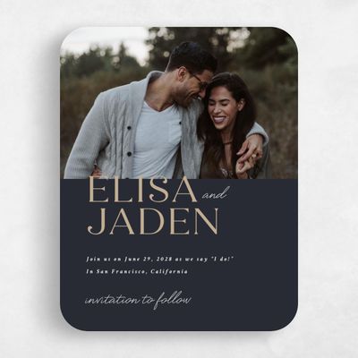 Black Rounded Wedding Save the Date - Hippley Photo