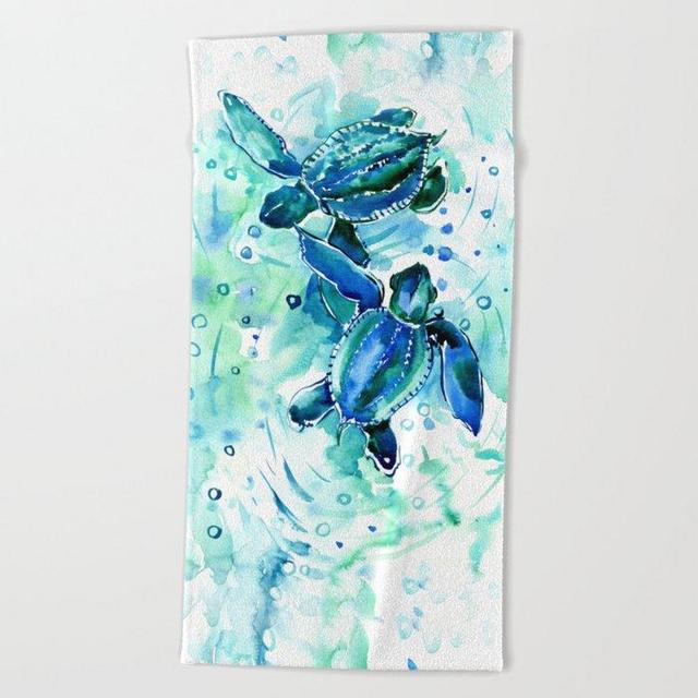 Turquoise Blue Sea Turtles in Ocean Beach Towel