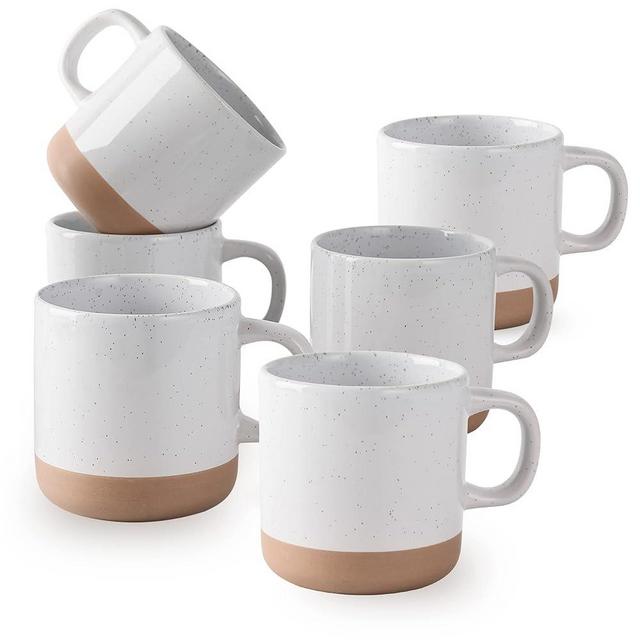 BYCNZB 12 oz Coffee Mug Set for 6, Tea Cups with Handle for Coffee, Tea, Cocoa, Milk (White)