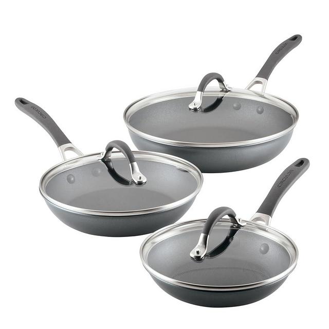 Circulon A1 Series with ScratchDefense Technology Nonstick Induction, Frying Pans/Skillets with Lids, Metal Utensil Safe, Skillet Set w/Lid (8.5", 10" & 12") - Graphite