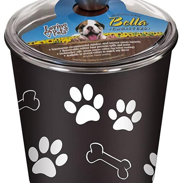 Loving Pets Bella Dog Bowl Canister/Treat Container, Espresso