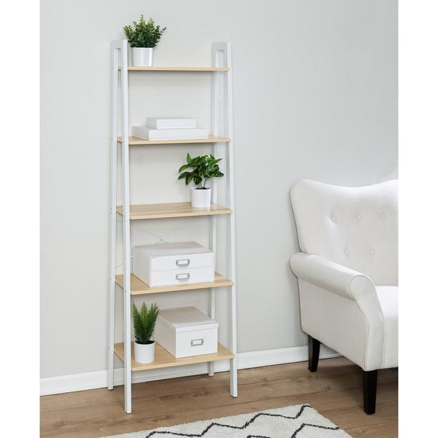 Honey Can Do Metal & Wood Veneer A-Frame Ladder Shelf with 5-Tiers