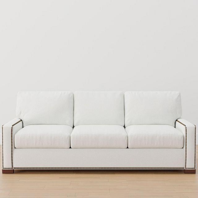 Turner Square Arm UPH 8-Foot Sofa 3-Seater 94" w/ NHs, DB CSHNs, PRF Textured Loop White