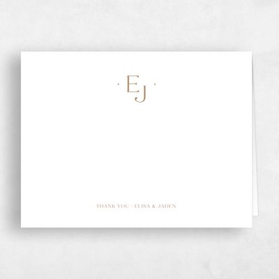 Metallic Bronze, Brown Wedding Thank You - Bayway Classic Letterpress