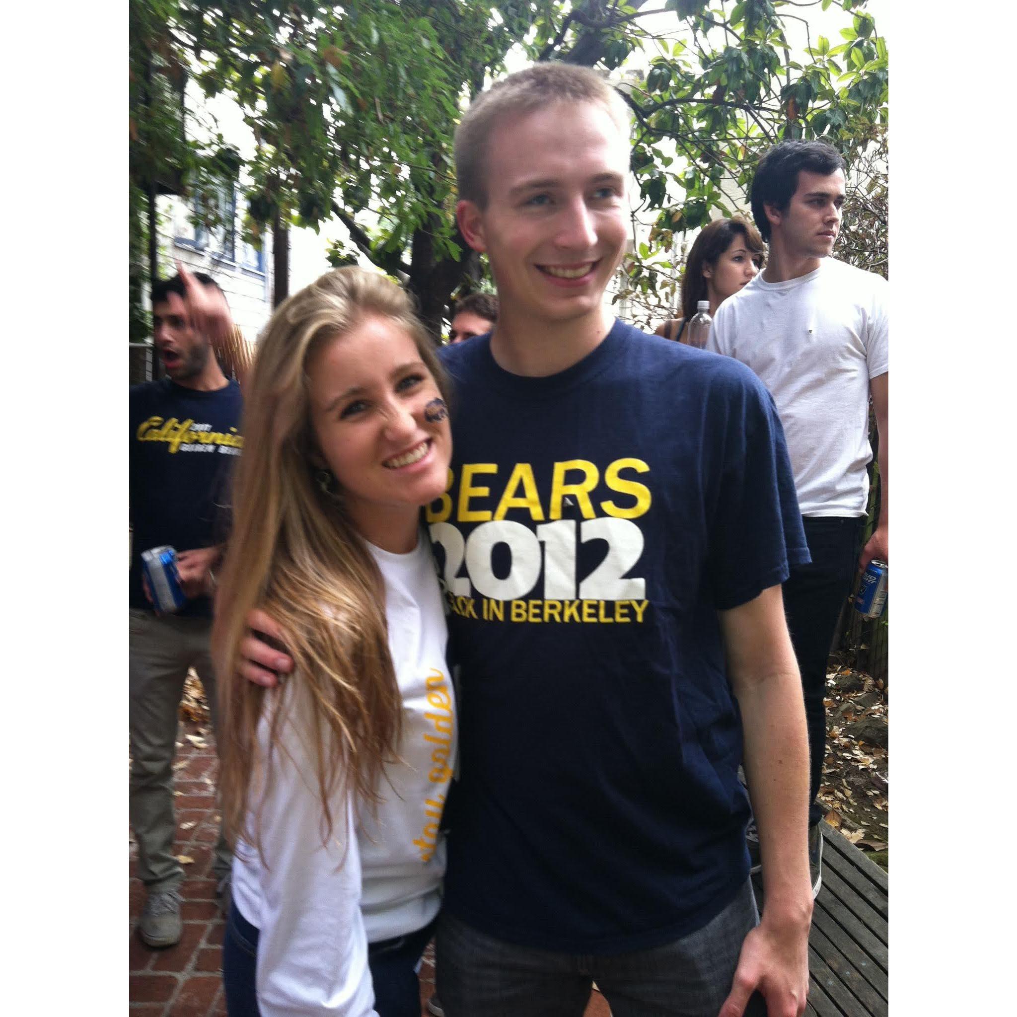 Our first ever photo together, on one of our first Game Days at Cal!