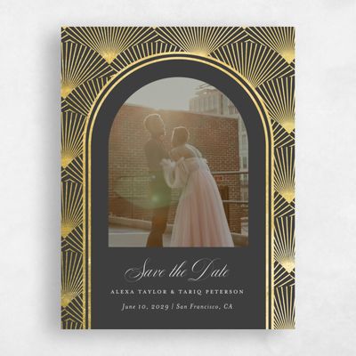Dark Charcoal, Grey Wedding Save the Date - Hayden Photo Foil