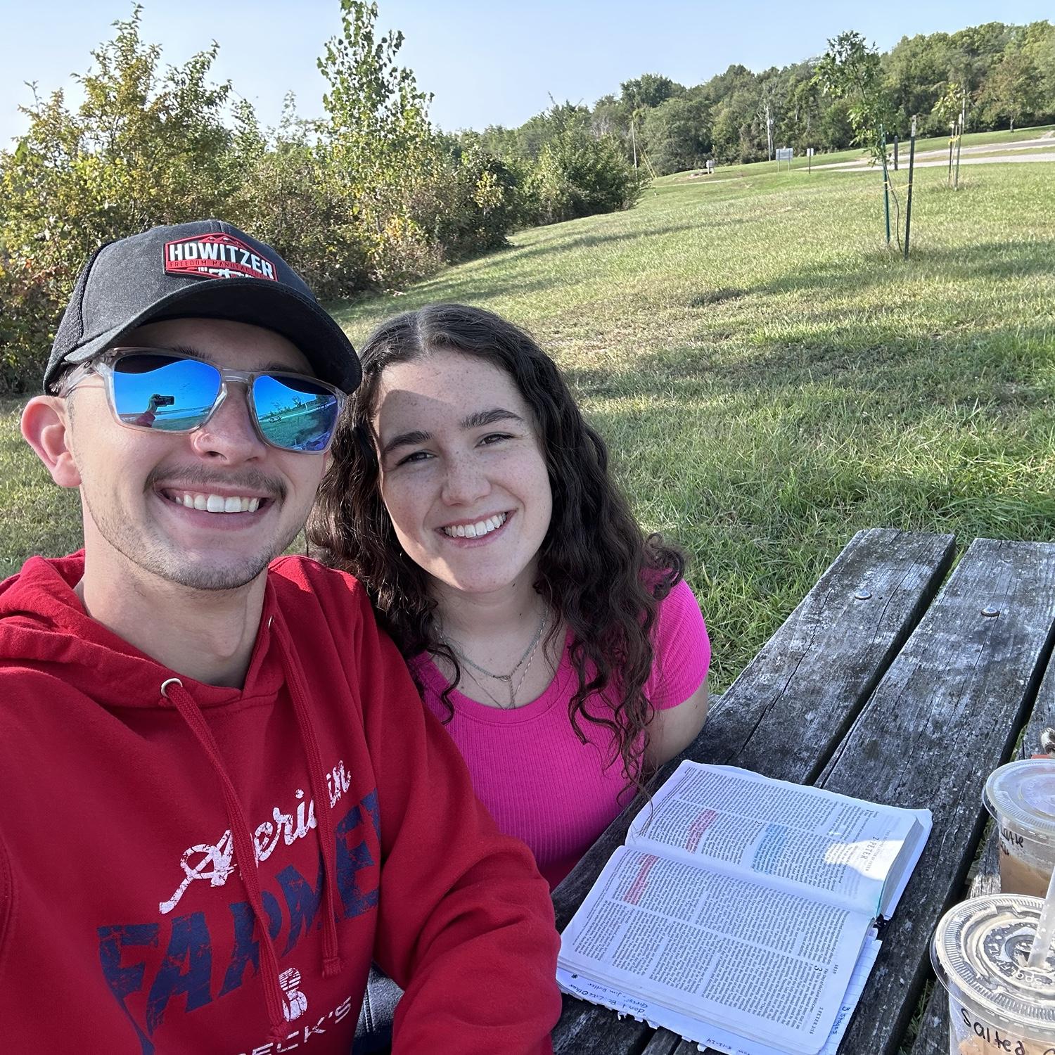 Bible study and coffee at Mississinewa state park