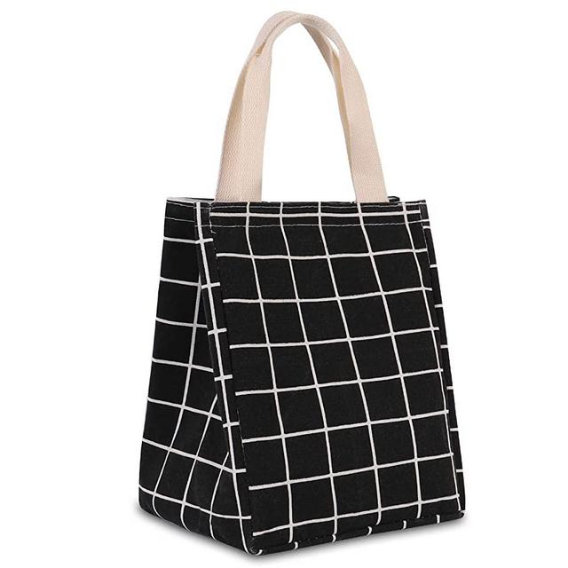 HOMESPON Reusable Lunch Bag Insulated Lunch Box Canvas Fabric with Aluminum Foil, Lunch Tote Handbag for Women,Men,School, Office