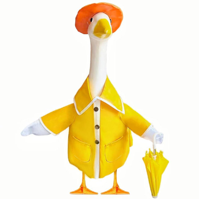 Crssbrohip 23 Inch Porch Goose Raincoat Outfit with Umbrella– Cement Goose Clothes for Porch Goose Statue, Waterproof Outdoor Goose Outfit for Lawn & Garden Decor