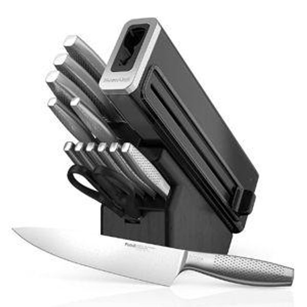 Ninja Knife Set, Knife Sharpener, Knife Block Set, Stainless Steel Knives, 14 Piece Set, Steak Knives, Chef Knives and More, Foodi NeverDull, Black, K32014
