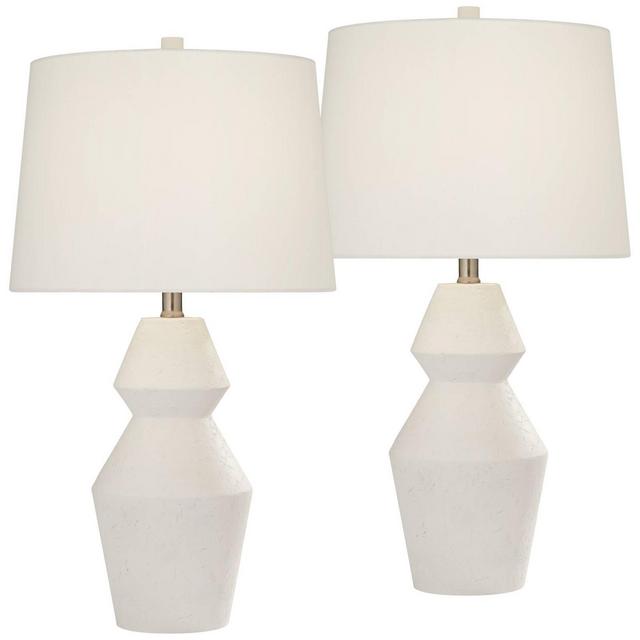 360 Lighting Velas 26" High Gourd Modern Coastal Table Lamps Set of 2 White Finish Living Room Bedroom Bedside Nightstand House Office Home Reading