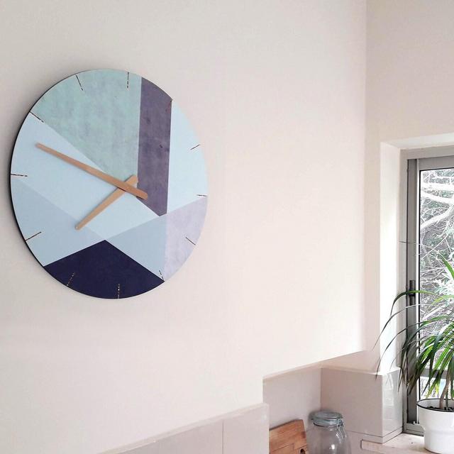 Geometric Wall Clock, Wall art minimalist clock for home decor, Decorative Wall Clock, Silent wood wall clock, Scandinavian wall clock