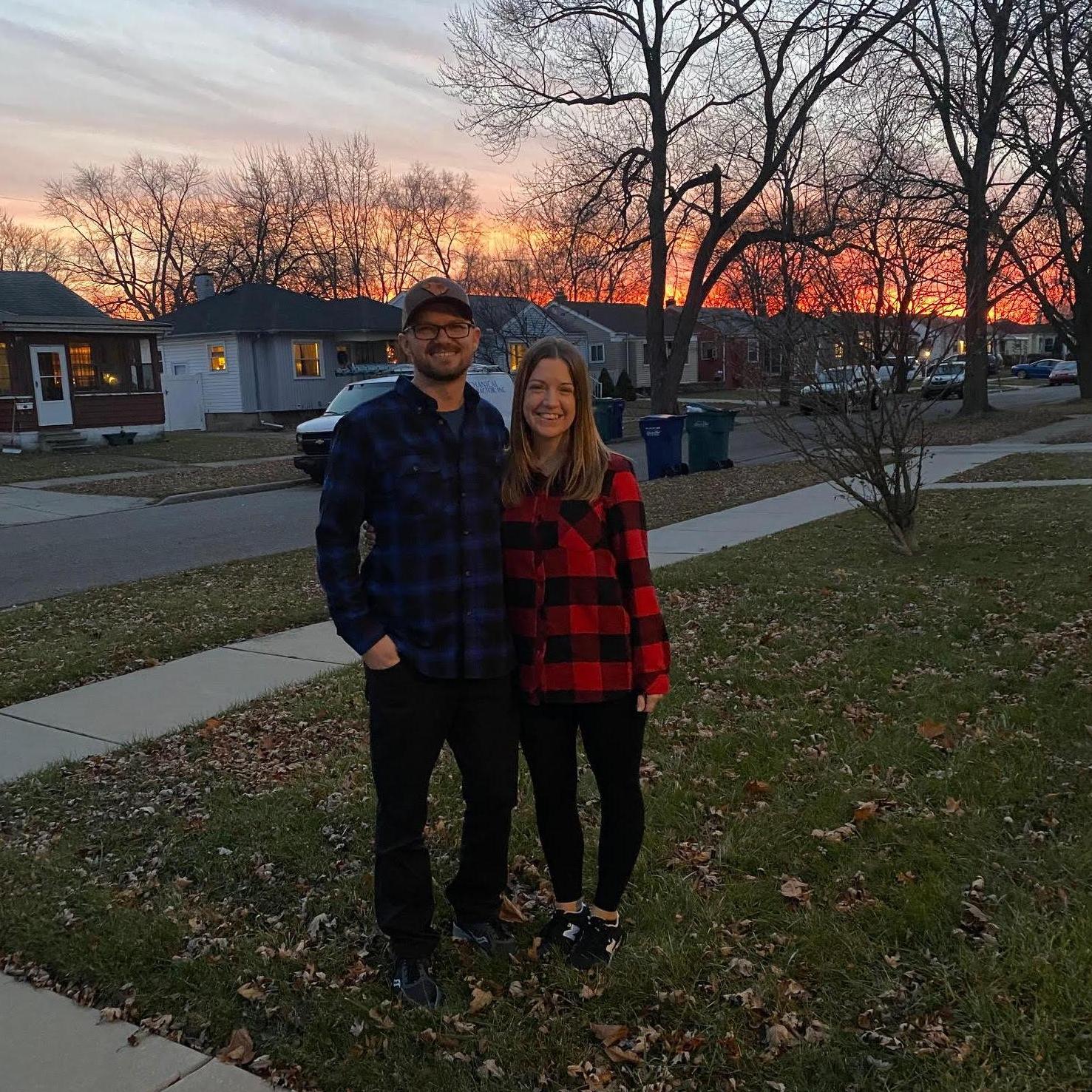 Our first Christmas together! Taken after driving 13 hours to Michigan.