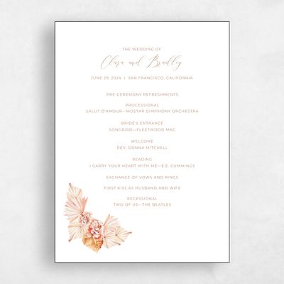 White Boho Wedding Program - Caoba