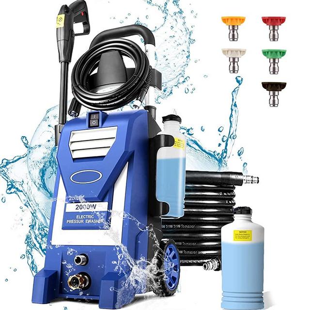 Pressure Washer-3000PSI Max 2.9GPM Electric Pressure Washer Electric Power Washer Power Washers Electric Powered,4 Quick Connect nozzles, soap Tank car Wash Machine/Car/Driveway/Patio/Pool Clean Green